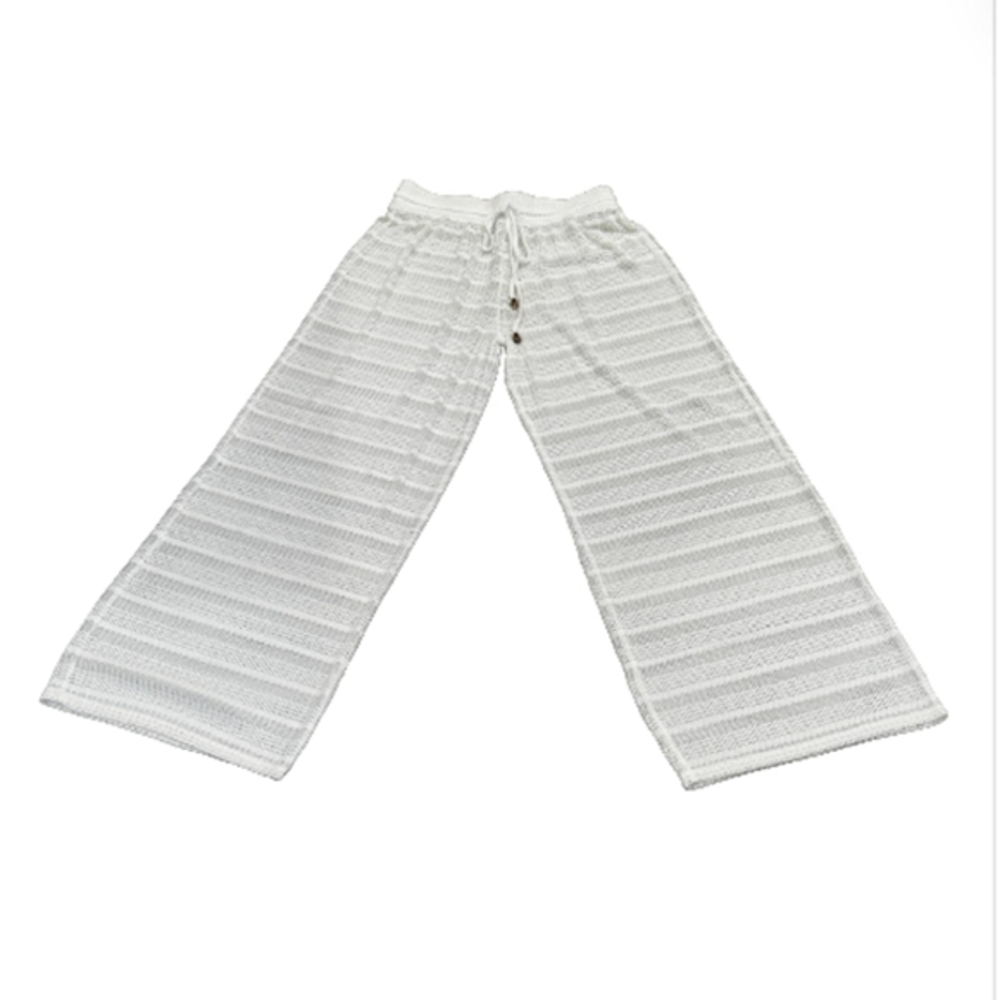 Jordan Taylor Off White Crochet Wide Leg Pants